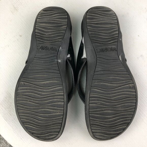 Vionic Women's Size 9 Davina Black Open Toe Supportive Slip On Flip Flops Sandal - Picture 8 of 11
